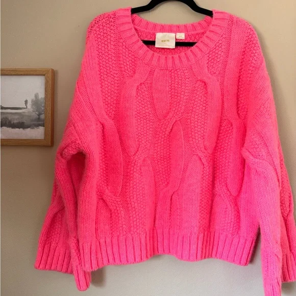 Maeve Pink Chunky Knit Sweater | Women’s Size Medium | Anthropologie - Picture 3 of 8